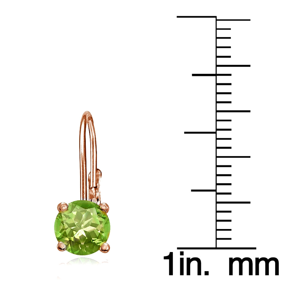 Rose Gold Flashed Sterling Silver Peridot Leverback Earrings-3