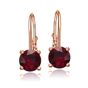 Rose Gold Flashed Sterling Silver Created Ruby Leverback Earrings