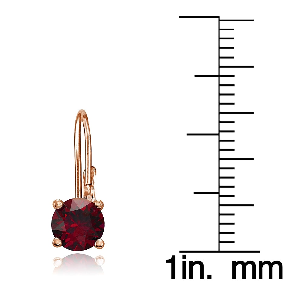 Rose Gold Flashed Sterling Silver Created Ruby Leverback Earrings-3