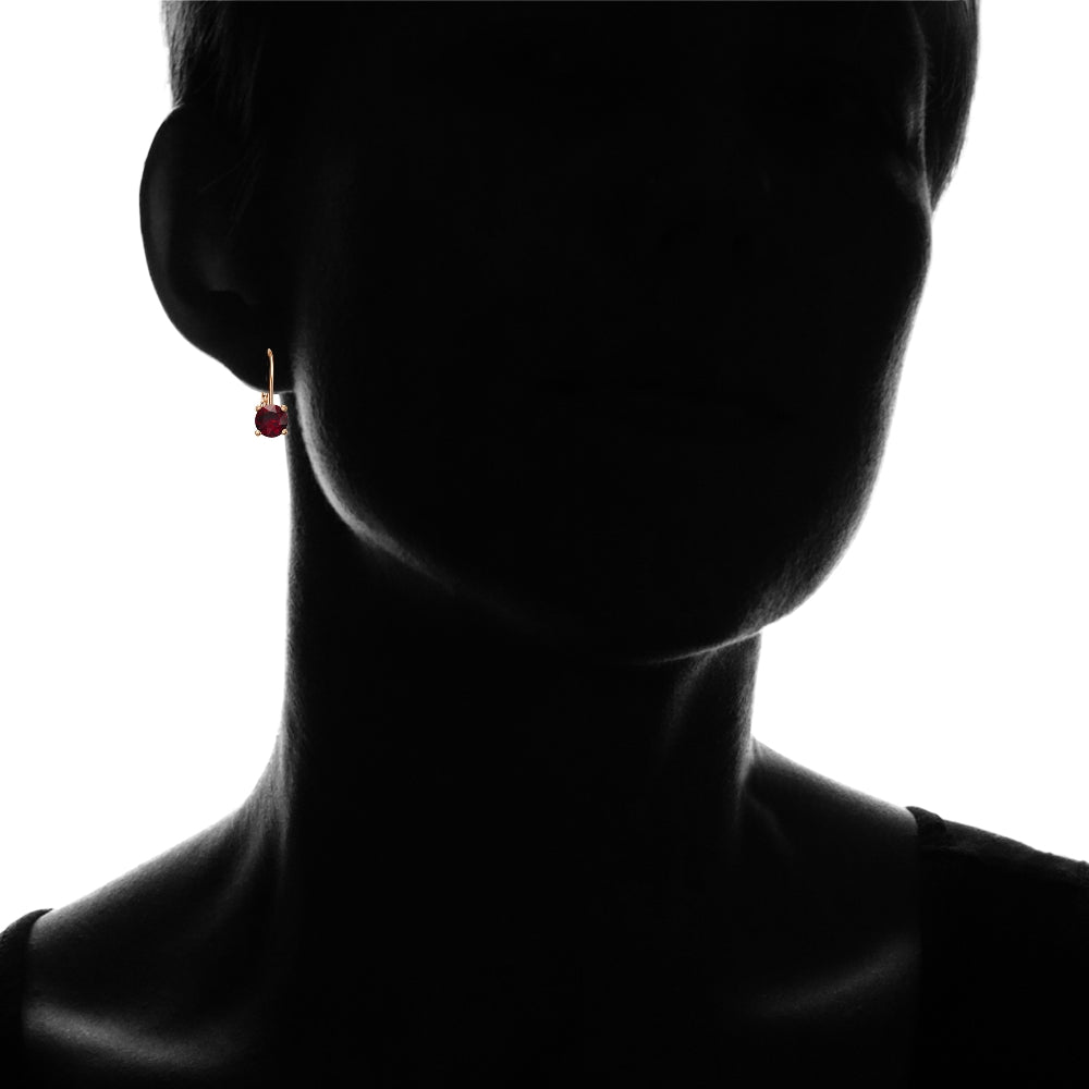 Rose Gold Flashed Sterling Silver Created Ruby Leverback Earrings-4