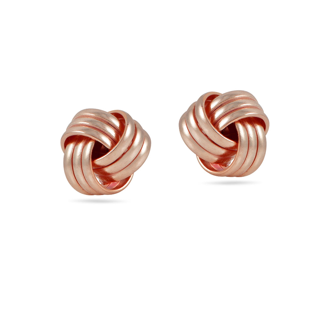 Rose Gold Tone over Sterling Silver Plolished Love Knot Stud Earrings-2