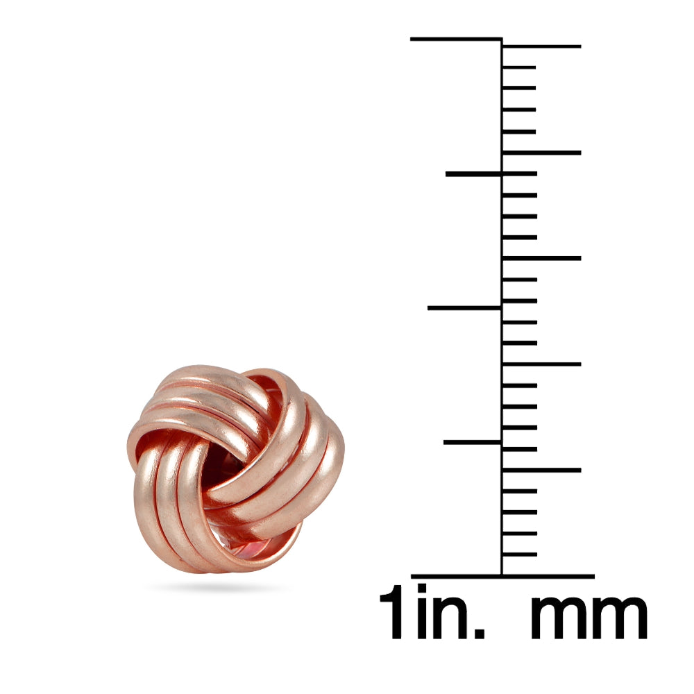 Rose Gold Tone over Sterling Silver Plolished Love Knot Stud Earrings-3