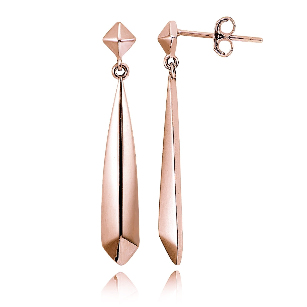 Rose Gold Tone over Sterling Silver Diamond-Shape Polished Drop Dangle Earrings