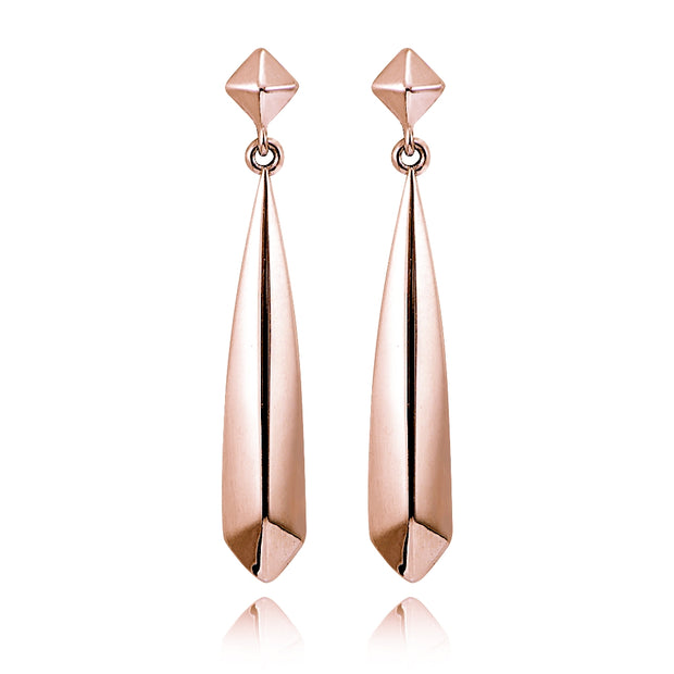 Rose Gold Tone over Sterling Silver Diamond-Shape Polished Drop Dangle Earrings