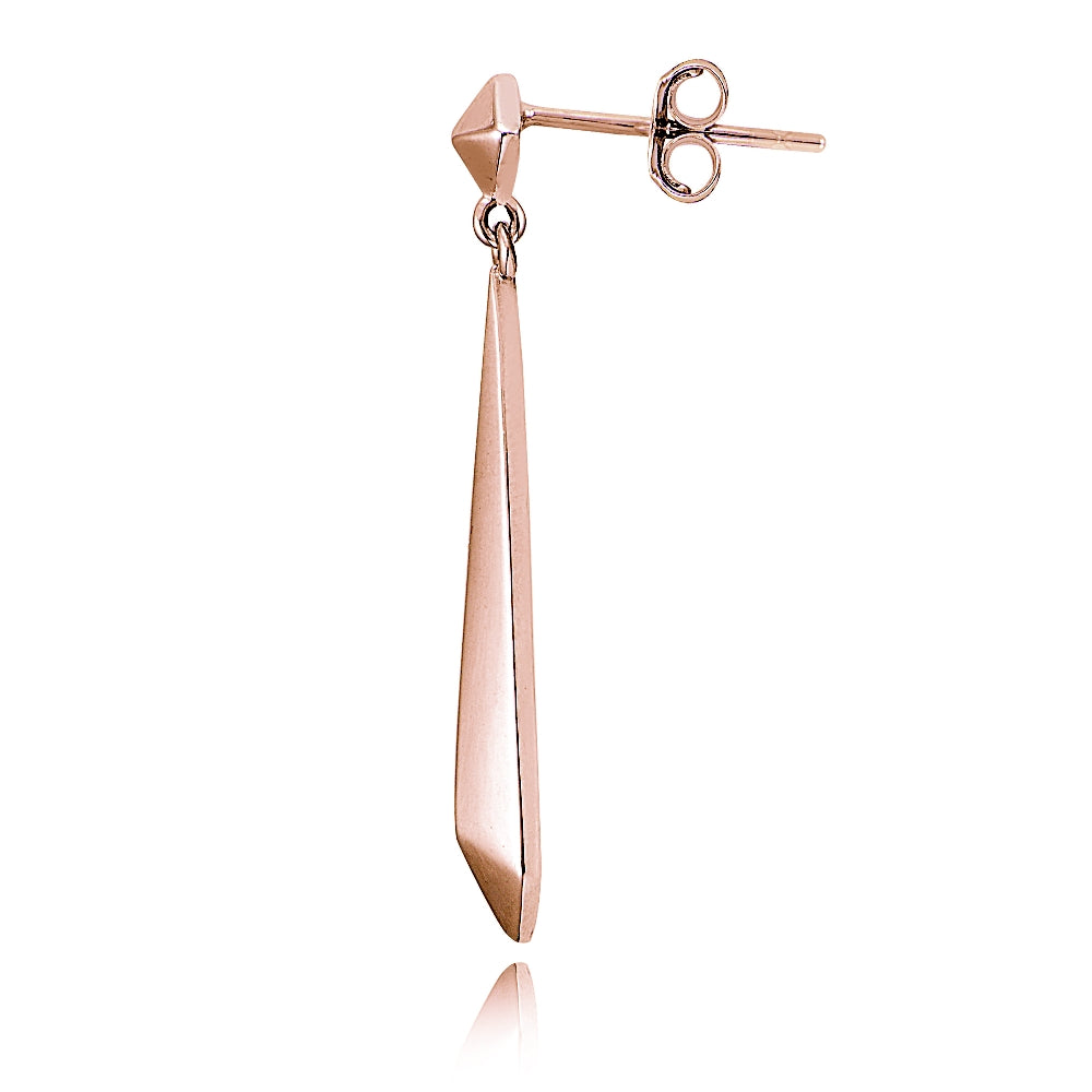 Rose Gold Tone over Sterling Silver Diamond-Shape Polished Drop Dangle Earrings-3