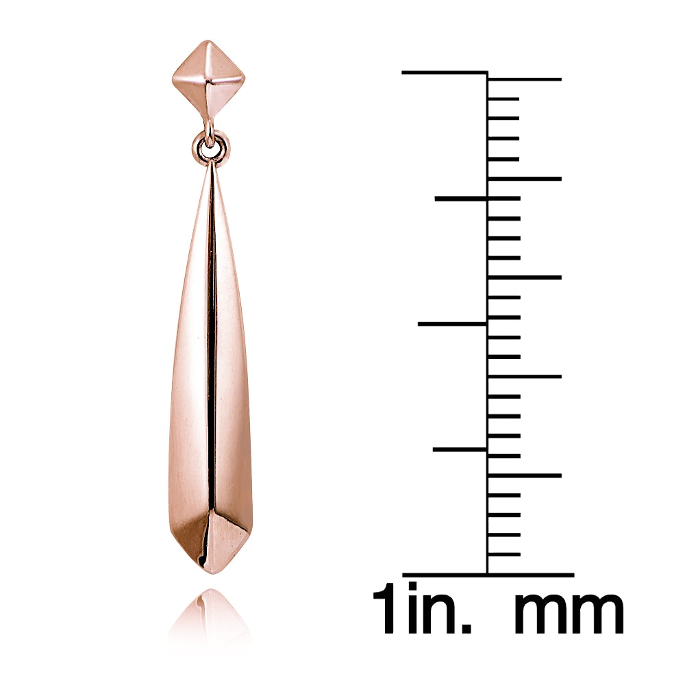 Rose Gold Tone over Sterling Silver Diamond-Shape Polished Drop Dangle Earrings-4