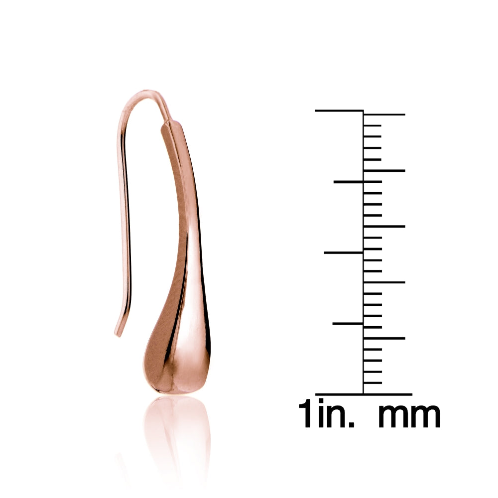 Rose Gold Tone over Sterling Silver Teardrop Polished Hook Earrings-4