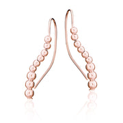 Rose Gold Tone over Sterling Silver Beaded Journey Polished Hook Earrings