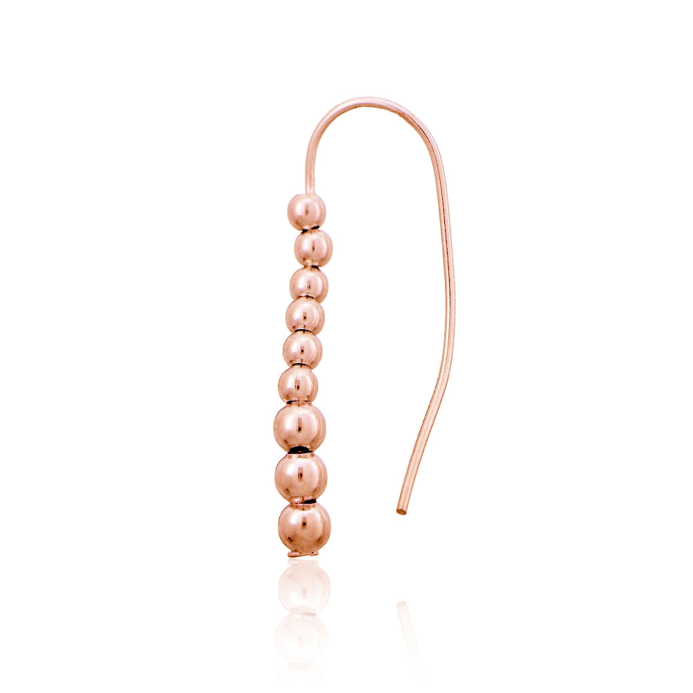 Rose Gold Tone over Sterling Silver Beaded Journey Polished Hook Earrings-3