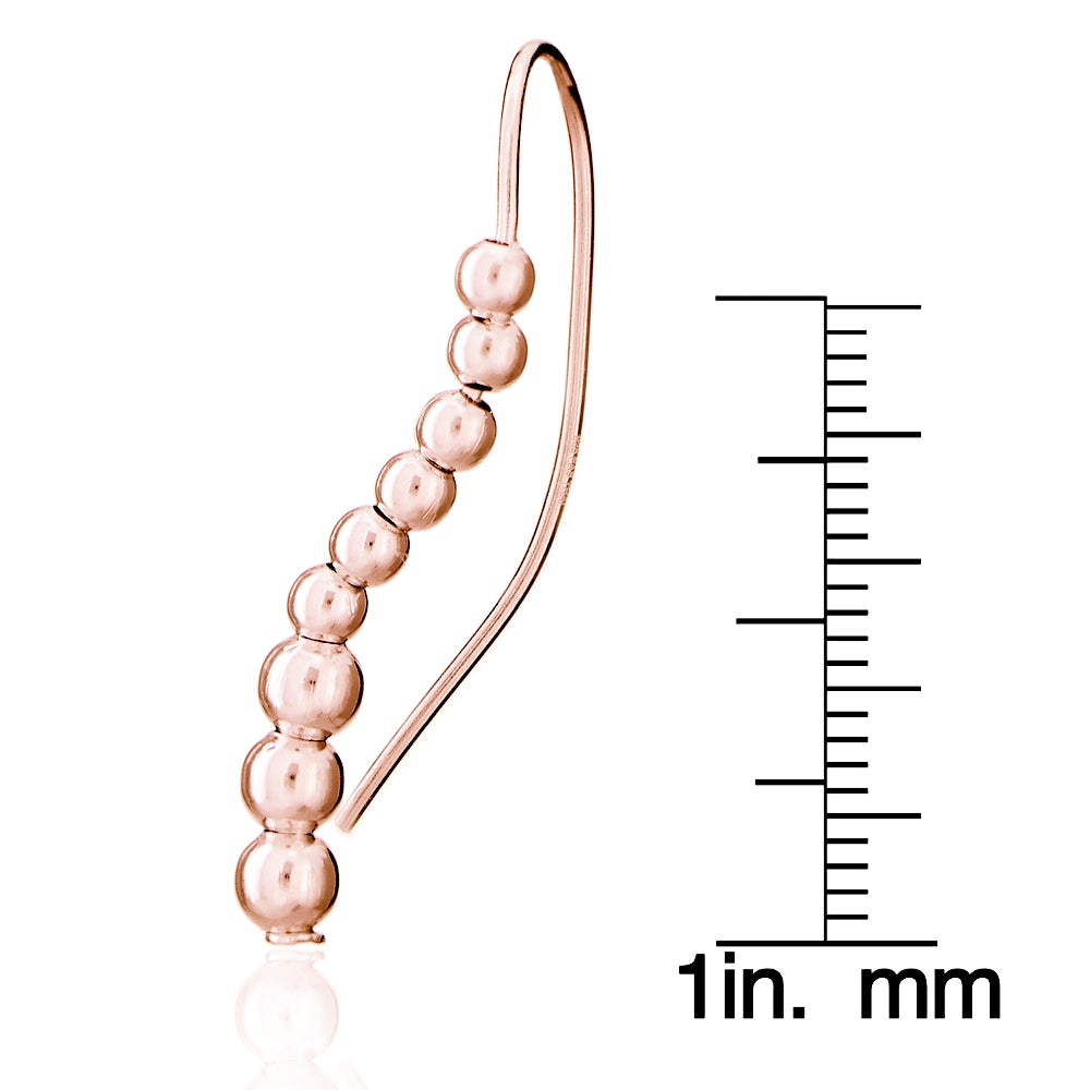 Rose Gold Tone over Sterling Silver Beaded Journey Polished Hook Earrings-4