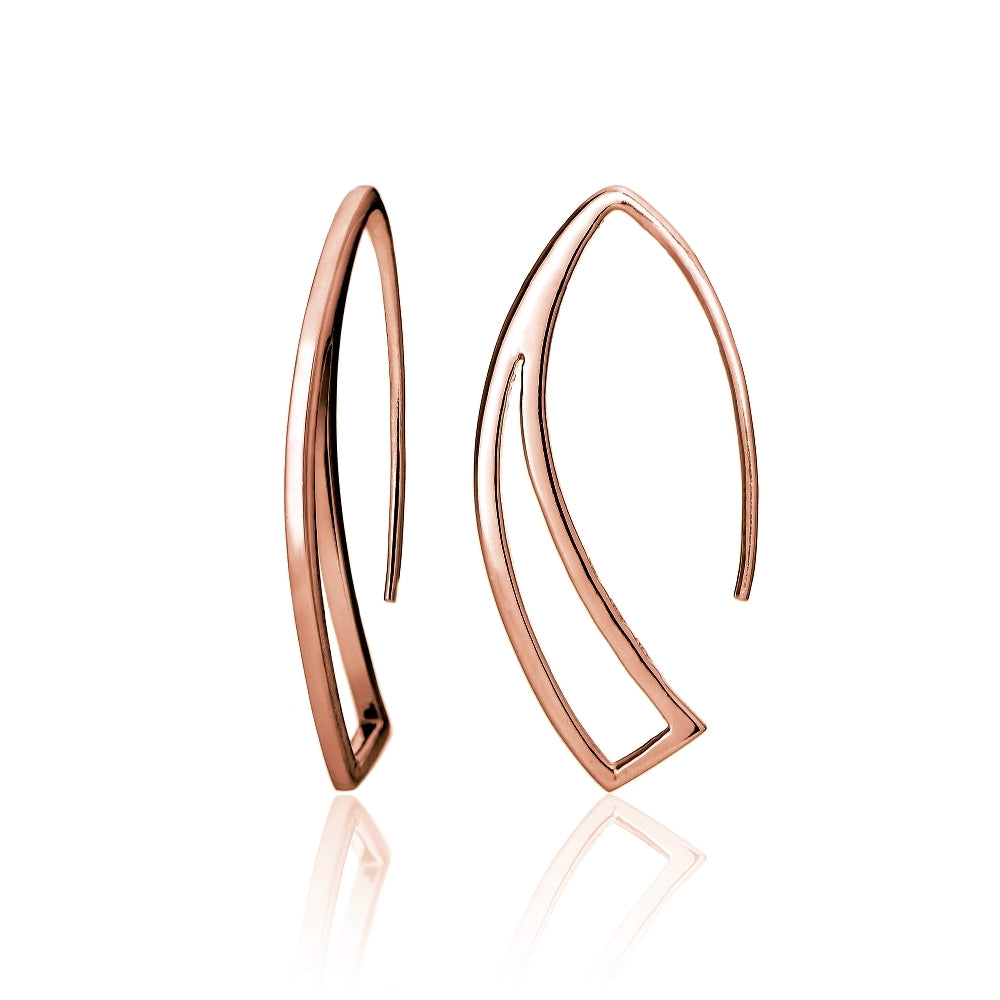 Rose Gold Tone over Sterling Silver Geometric Polished Hook Earrings