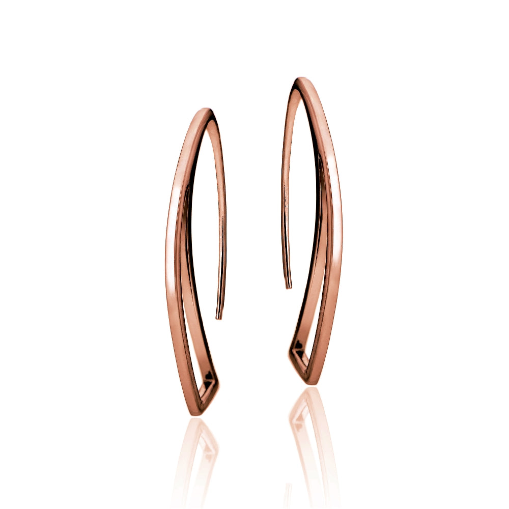 Rose Gold Tone over Sterling Silver Geometric Polished Hook Earrings-2