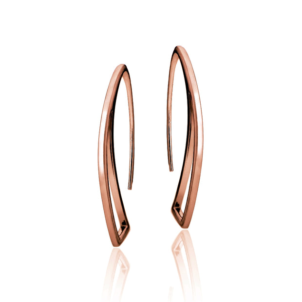 Rose Gold Tone over Sterling Silver Geometric Polished Hook Earrings