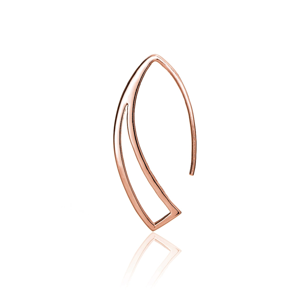 Rose Gold Tone over Sterling Silver Geometric Polished Hook Earrings-3