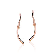 Rose Gold Flashed Sterling Silver Wave Polished Hook Earrings