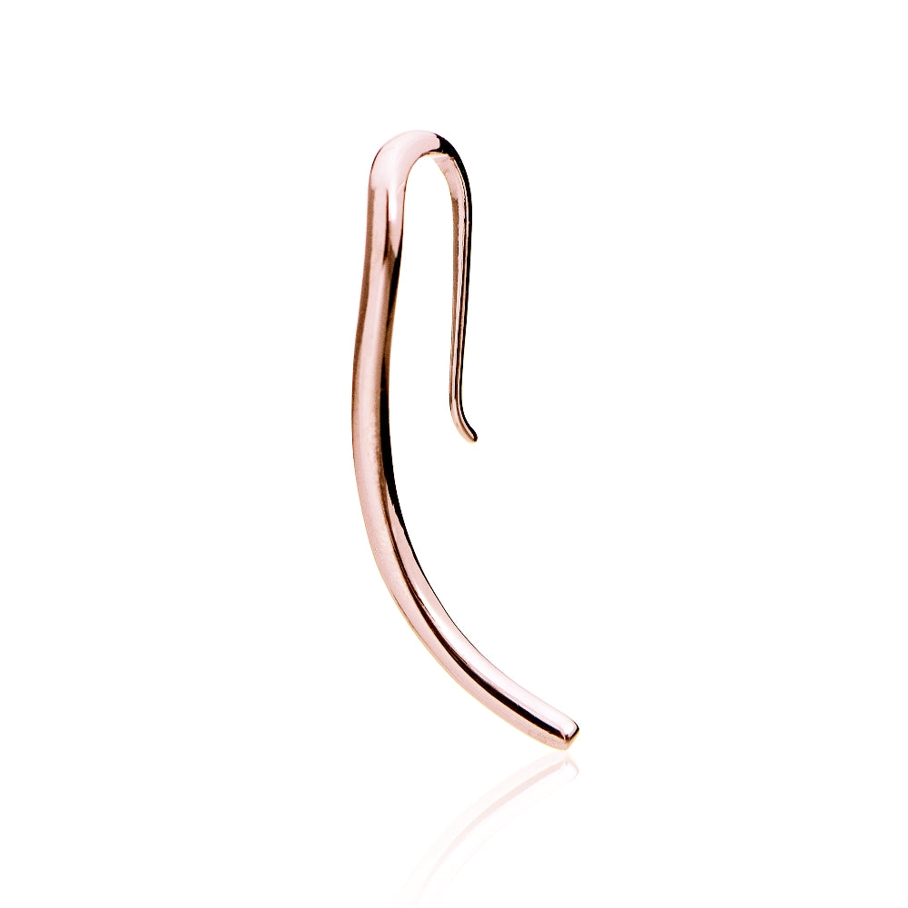 Rose Gold Flashed Sterling Silver Wave Polished Hook Earrings-3