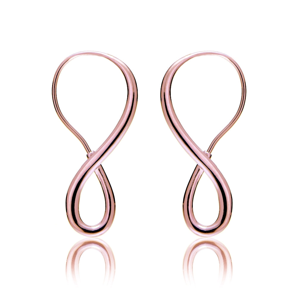 Rose Gold Tone over Sterling Silver Infinity Polished Hook Earrings