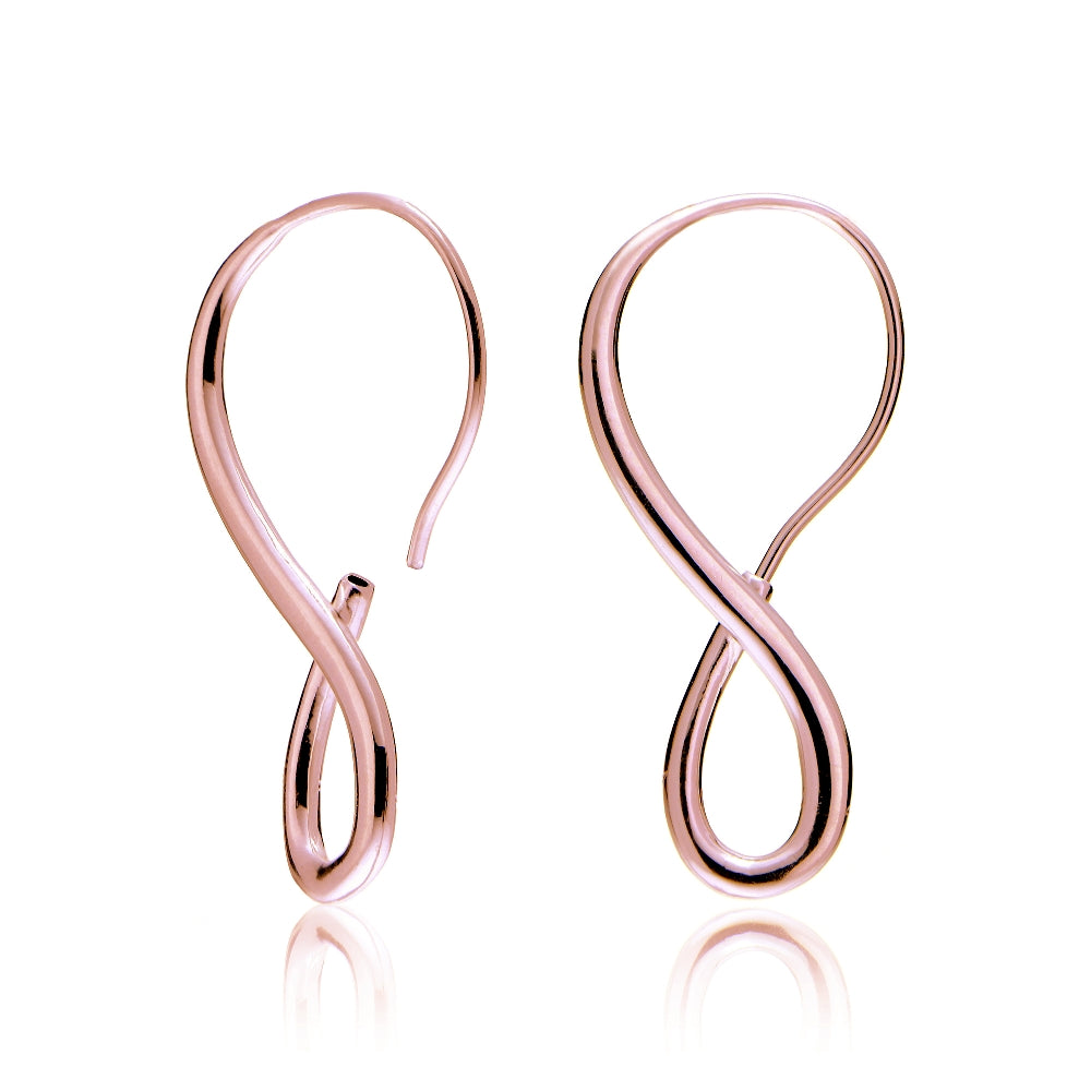 Rose Gold Tone over Sterling Silver Infinity Polished Hook Earrings-2