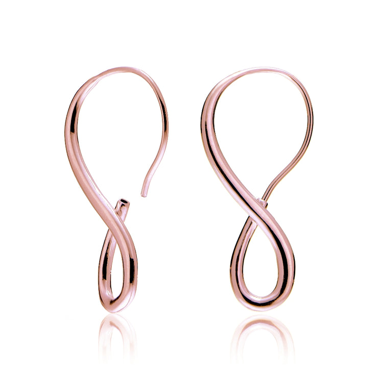 Rose Gold Tone over Sterling Silver Infinity Polished Hook Earrings