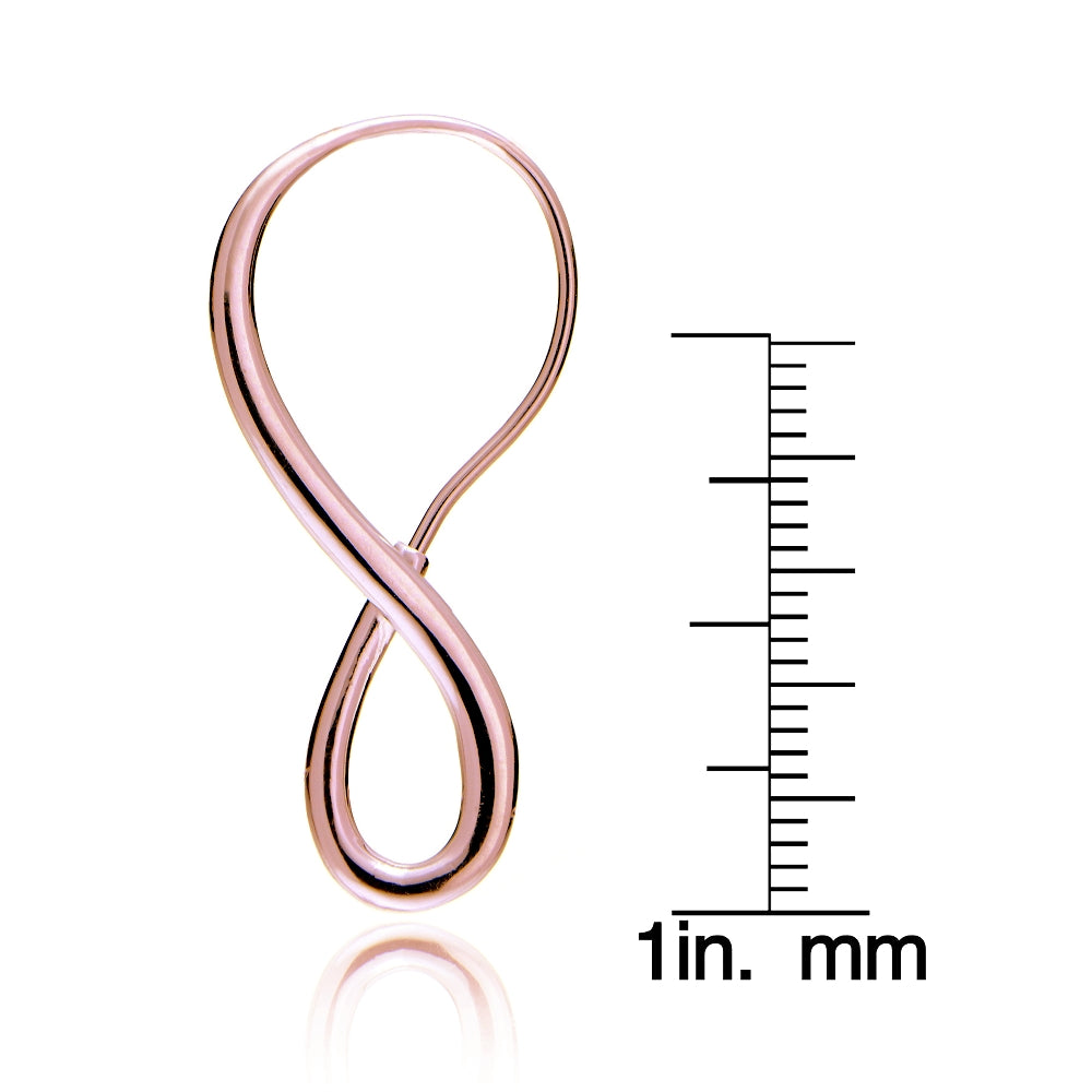 Rose Gold Tone over Sterling Silver Infinity Polished Hook Earrings-3