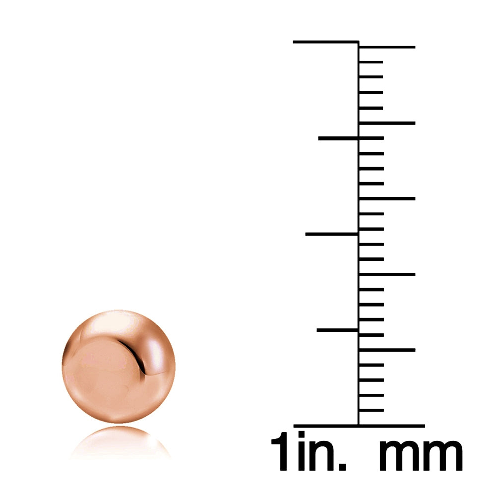 Rose Gold Tone over Sterling Silver 9mm Polished Ball Bead Stud Earrings-2