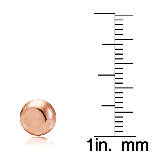 Rose Gold Tone over Sterling Silver 9mm Polished Ball Bead Stud Earrings