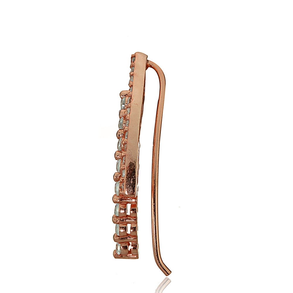 Rose Gold Tone over Sterling Silver Cubic Zirconia Three Stone Dangle or Drop Earrings-3