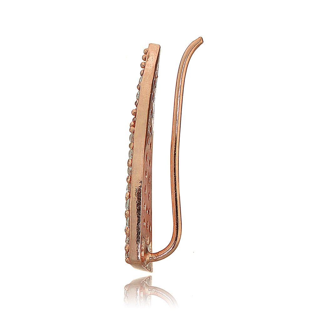 Rose Gold Tone over Sterling Silver Cubic Zirconia Horn Crawler Climber Hook Earrings-3