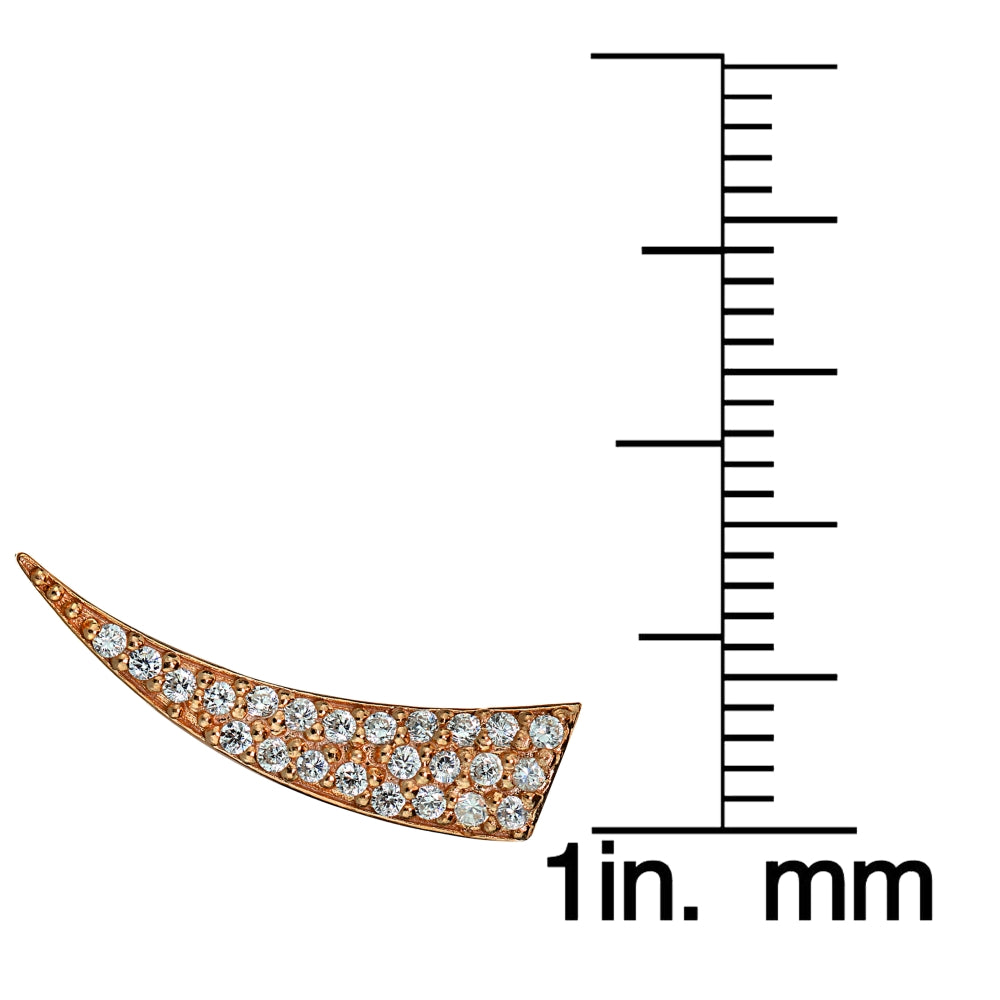 Rose Gold Tone over Sterling Silver Cubic Zirconia Horn Crawler Climber Hook Earrings-4