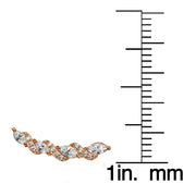 Rose Gold Tone over Sterling Silver Cubic Zirconia Twist Crawler Climber Hook Earrings