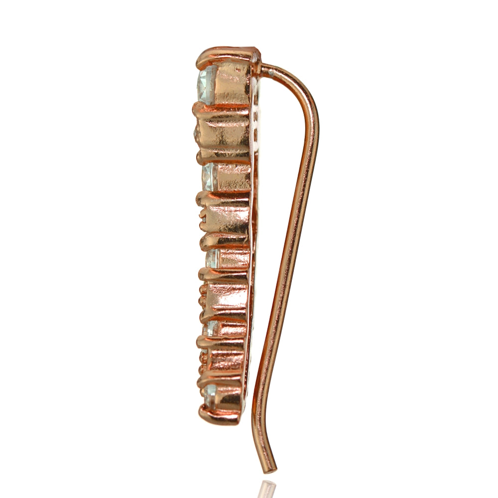 Rose Gold Tone over Sterling Silver Cubic Zirconia Graduating Crawler Climber Hook Earrings-3