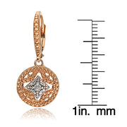 Rose Gold Tone over Sterling Silver Diamond Accent Filigree Medallion Dangle Leverback Earrings