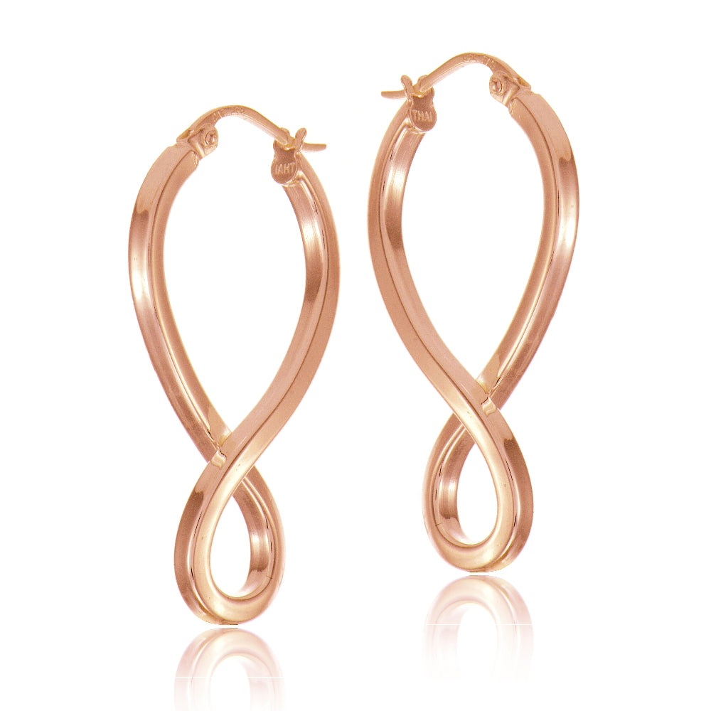 Rose Gold Flashed Sterling Silver Square Tube Medium Figure 8 Infinity Polished Drop Earrings-2