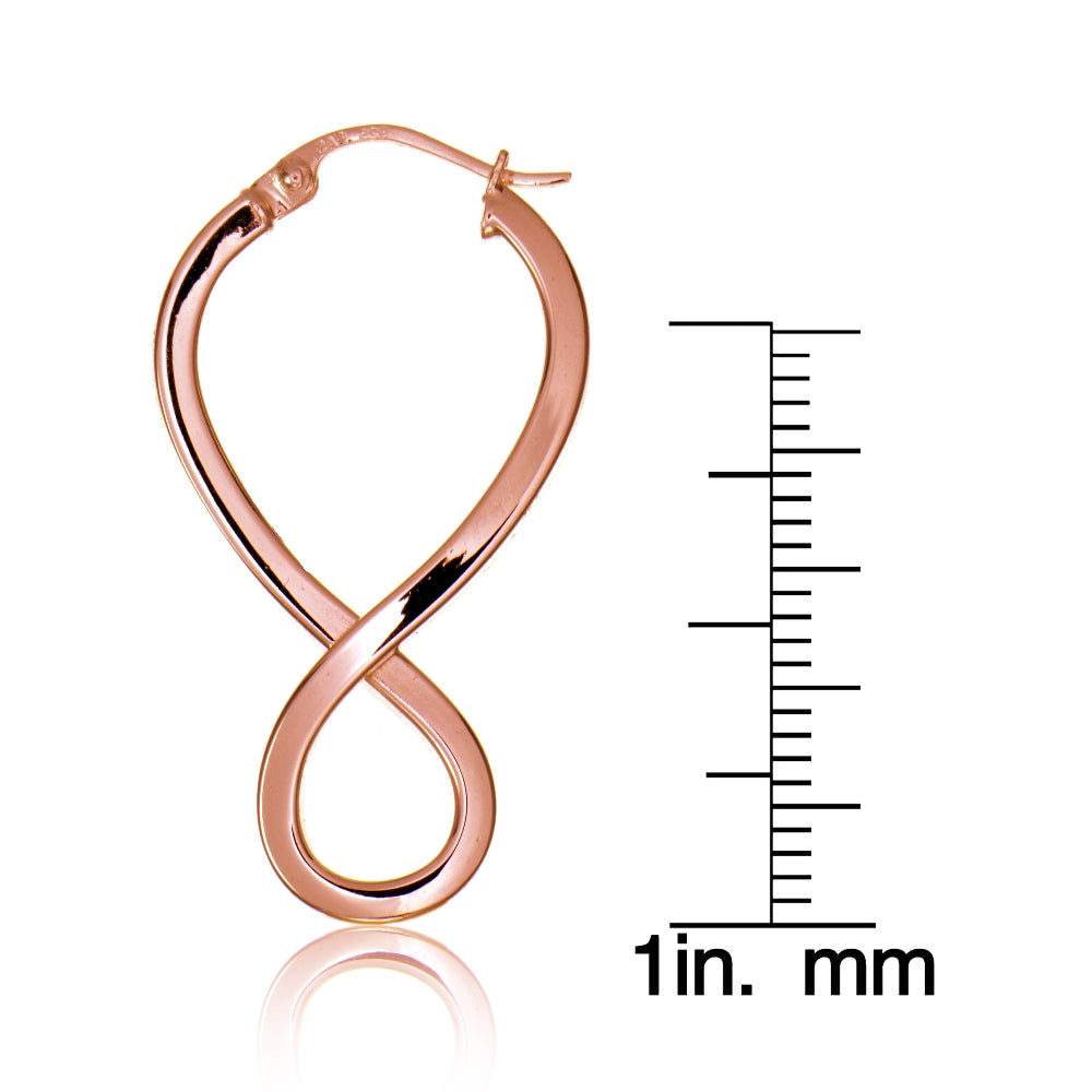 Rose Gold Flashed Sterling Silver Square Tube Medium Figure 8 Infinity Polished Drop Earrings-3