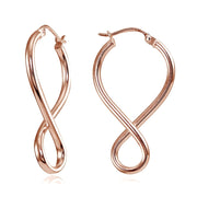 Rose Gold Flashed Sterling Silver Square Tube Large Figure 8 Infinity Polished Drop Earrings