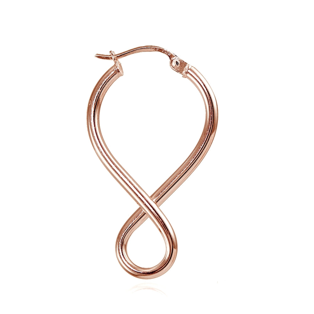 Rose Gold Flashed Sterling Silver Square Tube Large Figure 8 Infinity Polished Drop Earrings-3