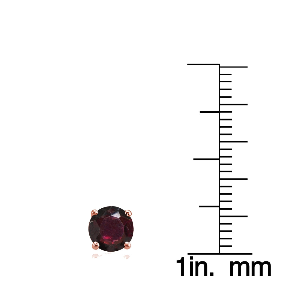 Rose Gold Flashed Sterling Silver Garnet and Cubic Zirconia Accents Crown Stud Earrings-4