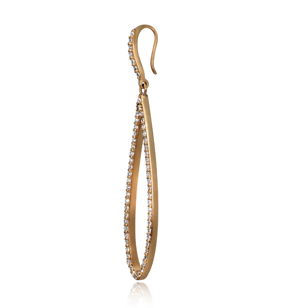 Rose Gold Tone over Sterling Silver Cubic Zirconia Teardrop Dangle Earrings-2