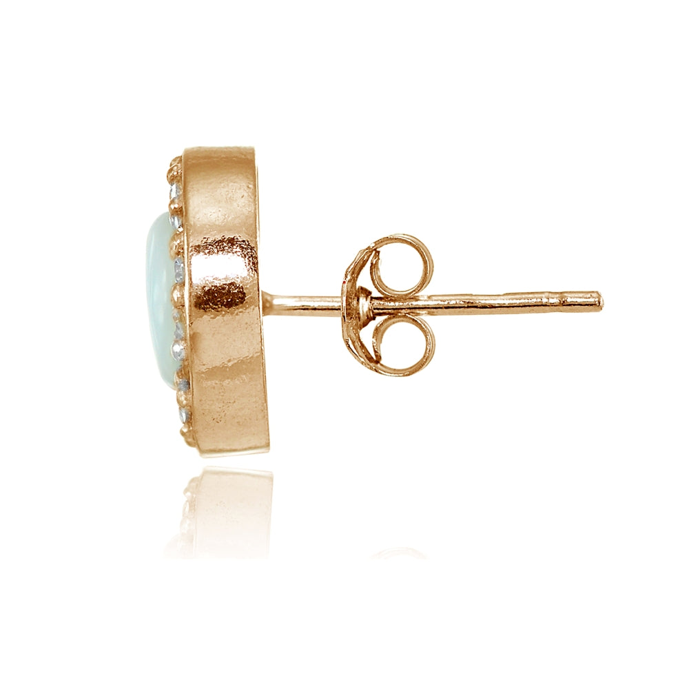 Rose Gold Flashed Silver Cubic Zirconia Multi Colored Enamel Evil Eye Stud Earrings-2