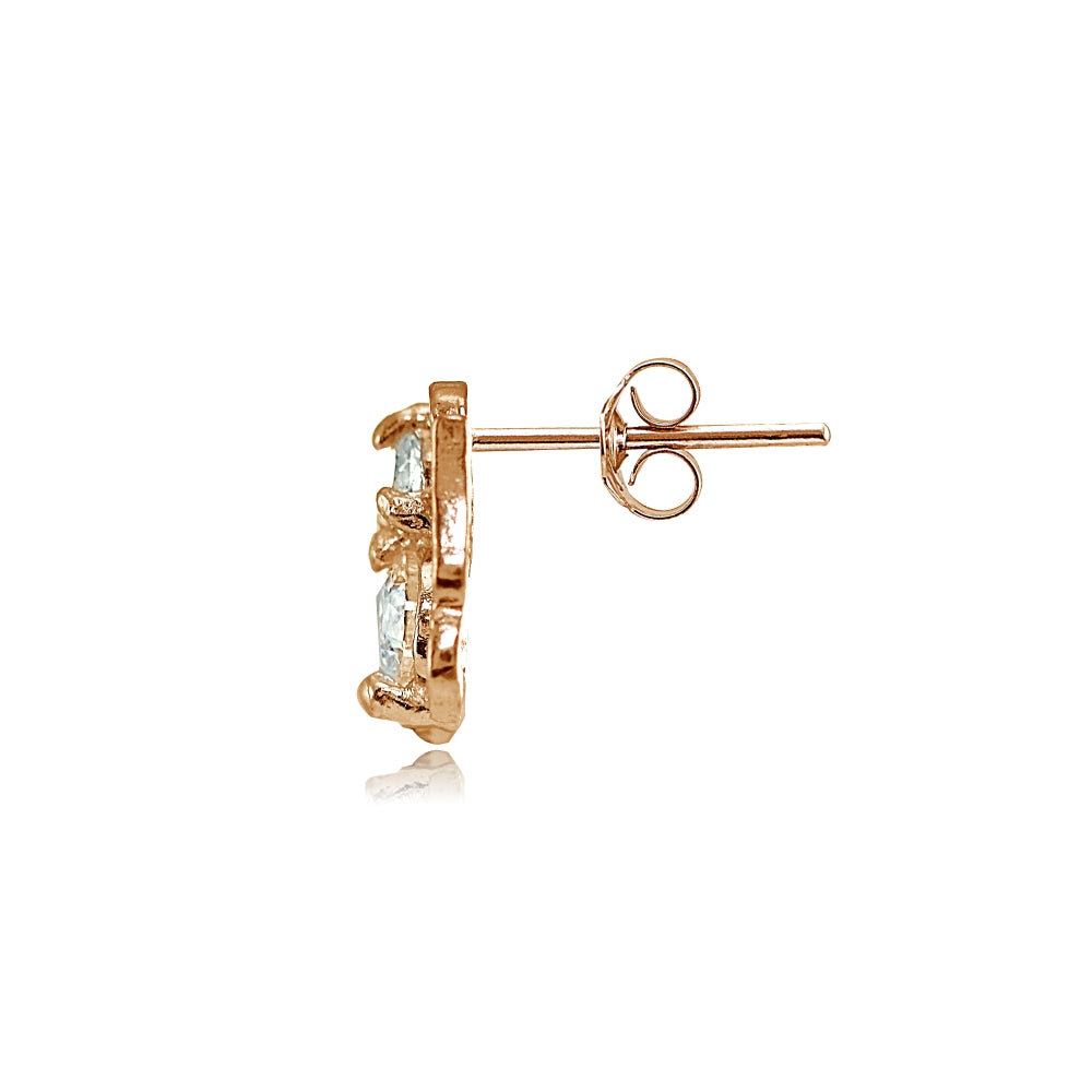 Rose Gold Flashed Sterling Silver Cubic Zirconia Butterfly Mini Stud Earrings-2