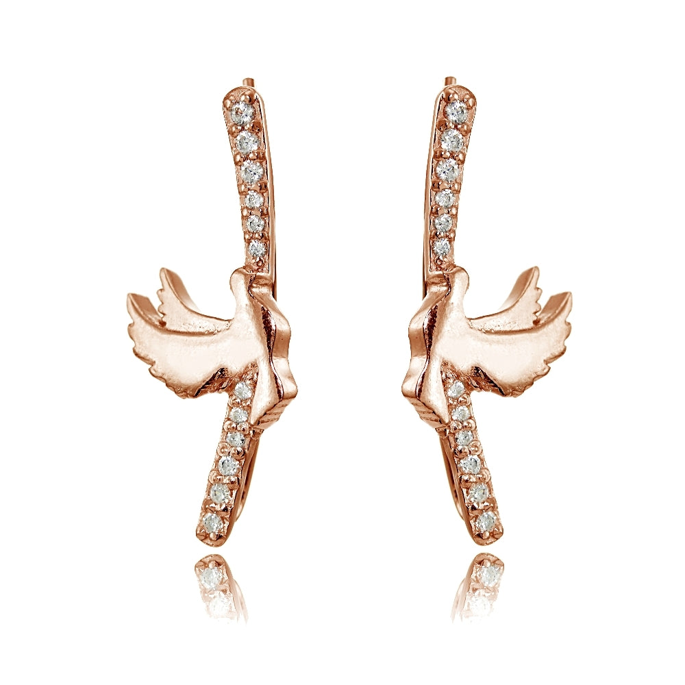 Rose Gold Flashed Sterling Silver Cubic Zirconia Dov Climber Crawler Earrings