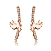 Rose Gold Flashed Sterling Silver Cubic Zirconia Dov Climber Crawler Earrings