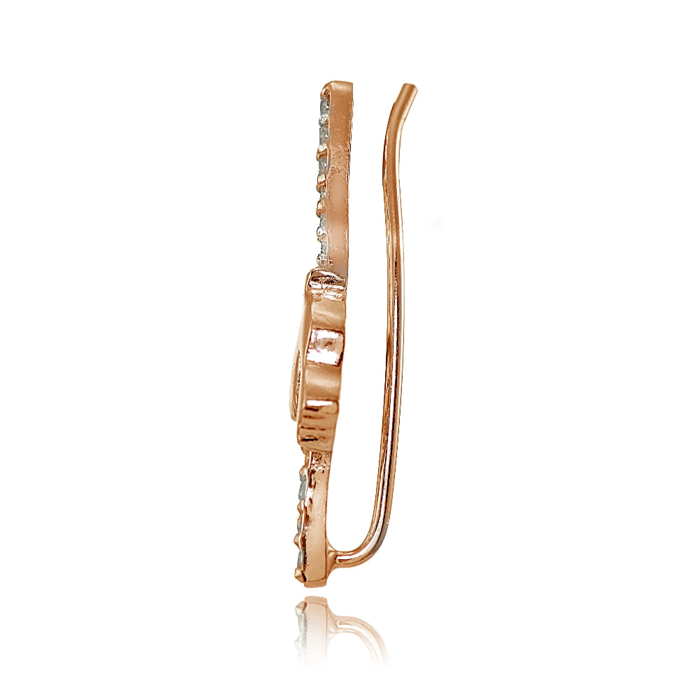 Rose Gold Flashed Sterling Silver Cubic Zirconia Dov Climber Crawler Earrings-2
