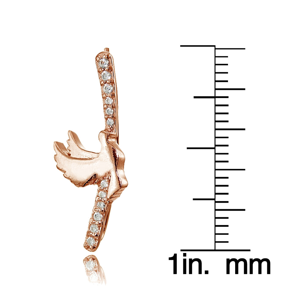 Rose Gold Flashed Sterling Silver Cubic Zirconia Dov Climber Crawler Earrings-3