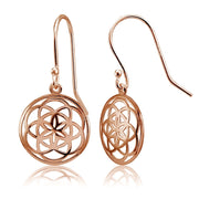 Rose Gold Flashed Sterling Silver High Polished Celtic Knot Round Dangle Earrings
