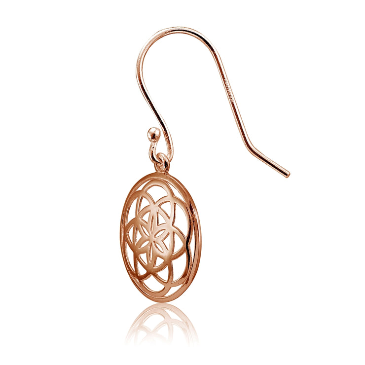 Rose Gold Flashed Sterling Silver High Polished Celtic Knot Round Dangle Earrings