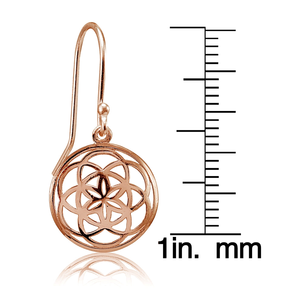 Rose Gold Flashed Sterling Silver High Polished Celtic Knot Round Dangle Earrings-4