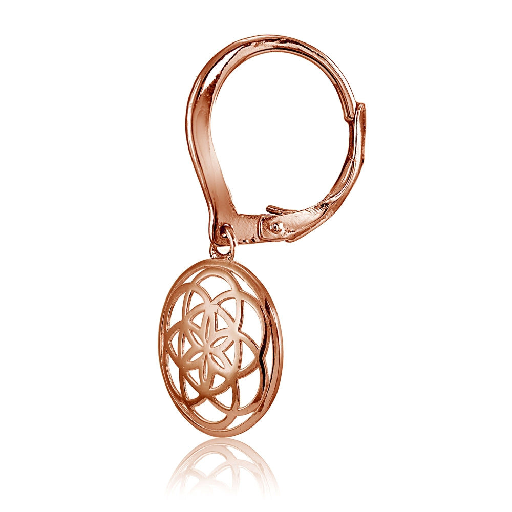 Rose Gold Flashed Sterling Silver High Polished Celtic Knot Leverback Earrings-2