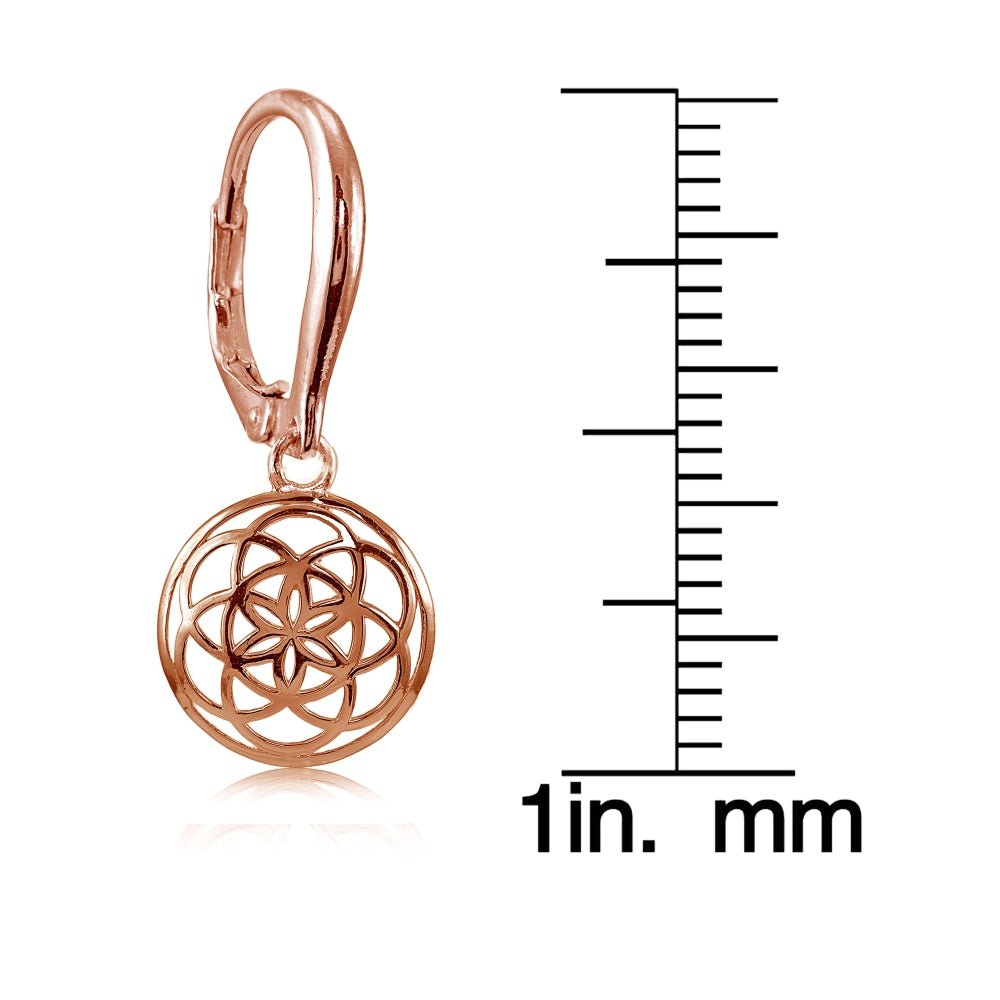 Rose Gold Flashed Sterling Silver High Polished Celtic Knot Leverback Earrings-3