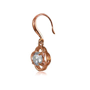 Rose Gold Flashed Sterling Silver Cubic Zirconia Flower Knot Dangle Earrings